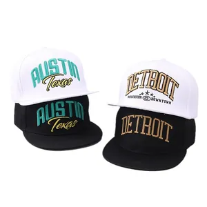 Modische Snapback-Hüte mit Austin- und Detroit-Stickerei in Schwarz und Weiß