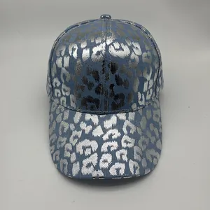 Fashion Bronzing Leopard Print Baseball Cap For Women Men Polyester Denim Style Sunshade Adjustable Streetwear Hip Hop Hat