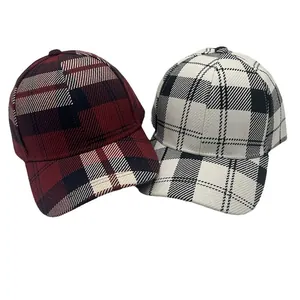 Berretti da baseball stile inglese con motivo scozzese rosso e nero per uomo e donna