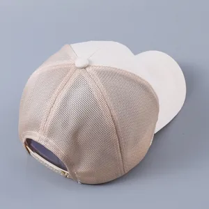 Detail of adjustable snapback closure and mesh back on the breathable baseball cap