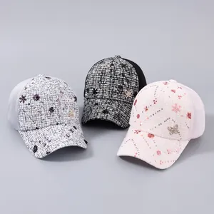 Berretto da Baseball in Tweed con Farfalla e Paillettes da Donna Cappello Parasole Traspirante con Retro in Rete per Estate Primavera Moda Casual
