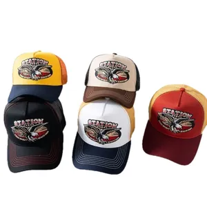 Cappelli trucker retrò con ricamo aquila e rete traspirante in vari colori moda