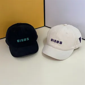 BIEBS Embroidered Letter Baseball Cap For Men Women Casual Cotton Short Brim Sunshade Hat Outdoor Breathable Adjustable Duck Tongue Cap