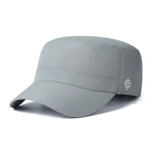 Detail view of the gray cadet cap side featuring white RS SU letter logo and stitching