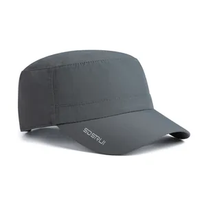 Detailed close-up of stitching and quick-dry fabric texture on dark grey cadet cap