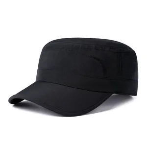 Close-up of black cadet cap featuring durable ripstop fabric and reinforced stitching