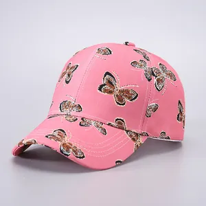 Women Fashion Butterfly Print Baseball Cap Digital Printing Polyester Sunshade Adjustable Curved Brim Hip Hop Hat For Daily Travel