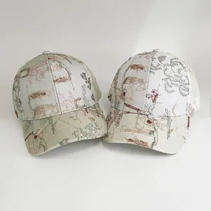 Ethno-Stil Bestickte Baseballkappe Für Damen Herren Chinesisches Vintage Blumen Landschaftsmuster Sonnenschutz Breite Krempe Verstellbarer Trucker-Hut
