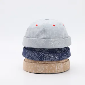 Berretto Docker in Cotone con Stampa Paisley Retrò per Uomo Donna Cappello Miki senza Falda Streetwear Vintage Regolabile