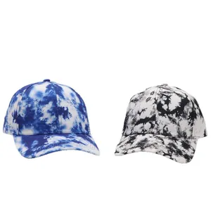 Μοντέρνα καπέλα μπέιζμπολ tie-dye με μπλε-λευκά και μαύρα-γκρι ψηφιακά τυπωμένα σχέδια