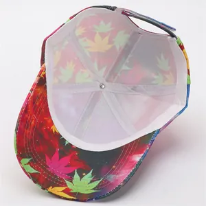 Internal view of digital print baseball cap showing durable stitching and adjustable strap