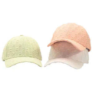 Elegant seersucker baseball caps for women featuring 3D textured weaving in soft colors