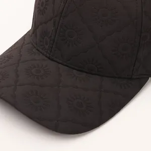 Classic black plaid baseball cap featuring sunflower relief floral knit for winter warmth