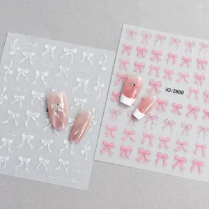 Adesivi per Unghie con Fiocco e Nastro Decalcomanie Adesive Ultrasottili Stile Ins Dolce Bianco Rosa Nero Blu Giallo Decorazione Manicure Fai-da-te per Donna