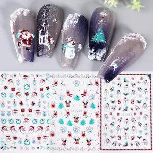Adesivi per Unghie Natalizi Argento Laser Decals 3D Autoadesivi Babbo Natale Pupazzo di Neve Fiocco di Neve Albero per Donna Decorazione Fai da Te