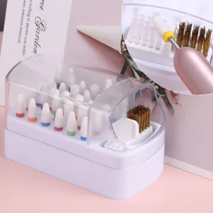Professionele Nagelboor Reinigingsdoos Met Dubbele Kop Koper En Nylon Borstel Draagbare Manicure Gereedschap Reiniger Koffer