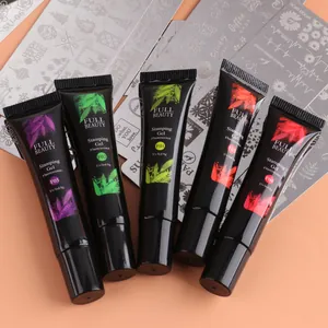 Set de cinco tubos de 8g de gel fluorescente para estampado de uñas en tonos neón