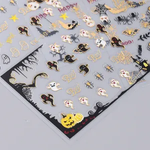 Détails des autocollants pour ongles Halloween avec motifs fantôme, araignée et citrouille