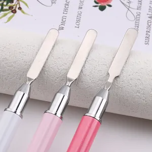 Set of 3 stainless steel makeup mixing spatulas for foundation and cream blending