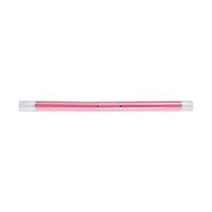 Dual-ended pink nail art brush for gel and carving with a clear protective storage tube