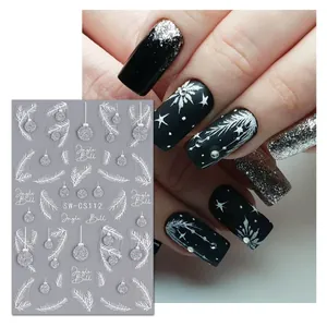 Detail of SW-CS112 Christmas nail stickers with 3D Jingle Bell and snowflake patterns