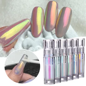 Liquid Moonlight Chrome Nail Powder Aurora Iridescent Mirror Effect Fast Drying DIY Nail Art Decoration Women Manicure