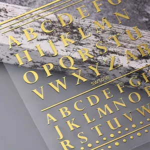 Autocollants dorés pour ongles avec lettres de l'alphabet vintage pour manucure pro