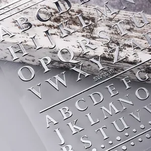 Autocollants 3D argentés pour ongles avec lettres de l'alphabet en relief pour le nail art