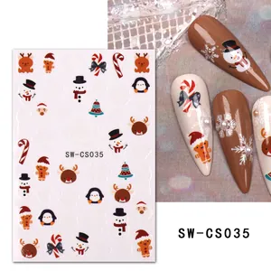 Adesivi per unghie natalizi con Babbo Natale e fiocchi di neve, modello SW-CS035