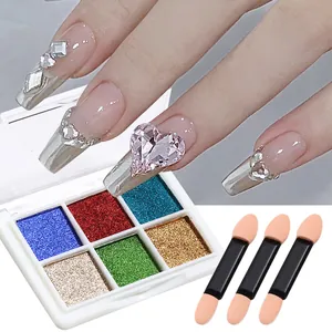 Solid Nail Mirror Powder Metallic Chrome Magic Glitter Palette With Sponge Applicators For Nail Art Decoration Women DIY Beauty