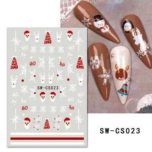 Adesivi per nail art natalizia con Babbo Natale, renne e fiocchi per manicure festiva