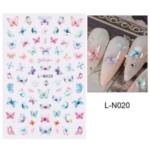 Détails des autocollants à ongles papillon laser L-N020 avec effet dégradé Aurora