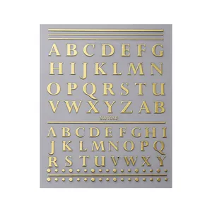 Autocollants alphabet dorés métalliques avec lettres élégantes pour décoration d'ongles DIY