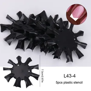 Detail view of 5pcs plastic French nail stencils with multi-radial shaping edges
