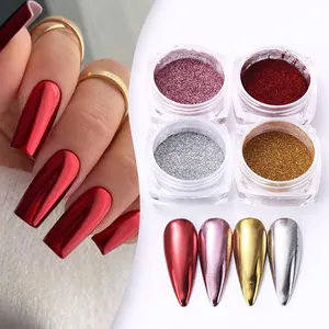 Metallic Chrome Nail Mirror Powder For Manicure Decoration Gold Silver Rose Red Glitter Pigment For DIY Salon Nail Art