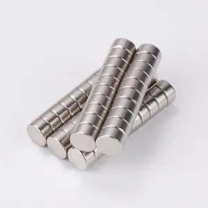 Strong cylindrical neodymium magnets for cat eye nail art with silver metallic coating