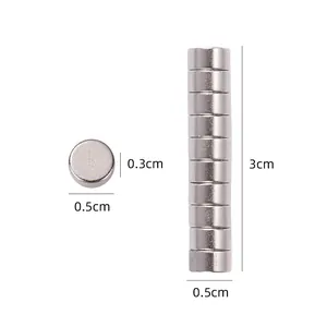 Set of small 0.5x0.3cm silver round neodymium magnets for cat eye nail art design