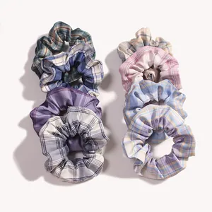 Scrunchies in Tessuto Plaid Stile Preppy Coreano Elastici per Capelli Coda di Cavallo Accessori per Capelli a Scacchi alla Moda per Donna Ragazza