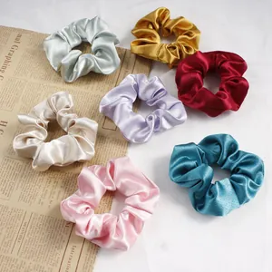 Solid Color Satin Scrunchies Oversized Hair Ties Elastic Hair Bands Minimalist Hair Accessories For Women Girl Fashion Ponytail Holder