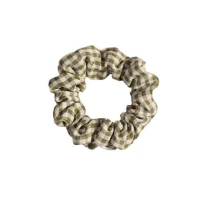 Elastico per capelli a quadretti stile francese con motivo vichy verde e bianco