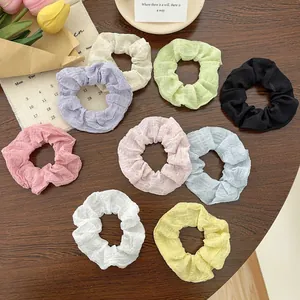 Scrunchies con Texture a Bolle Tinta Unita in Tessuto Elastici per Capelli Puff Hair Band per Donne Ragazze Accessori Capelli Moda