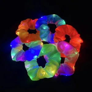 6er-Pack leuchtende LED-Haargummis in bunten Farben mit funkelnden Lichtern