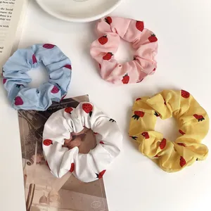 Elastici Per Capelli In Chiffon Con Stampa Fragola Elastici Arricciati Accessori Per Capelli Moda Per Donne Ragazze In Stile Preppy