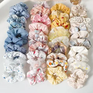 Elastici per Capelli in Tessuto Plaid Floreale Pois Tinta Unita Stile Dolce Coreano Accessori per Capelli per Donne Ragazze