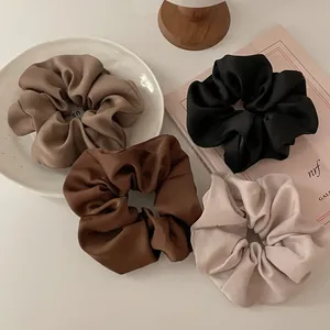 Dames Elegante Satijnen Scrunchie Set Elastische Haarelastiekjes Geplooide Haarbanden Effen Kleur Paardenstaart Houder Haaraccessoires Voor Dagelijks Gebruik