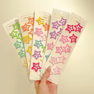 Pinzas de Pelo de Estrella de Colores en Metal para Niñas Clip BB de Estrella Colores Dopamina Accesorios de Peluquería de Metal Lacado