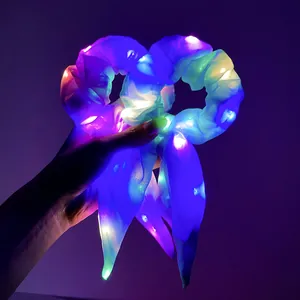 LED Leuchtende Band Schleife Haar Scrunchies Light Up Organza Elastische Haargummis Für Party Damen Nacht Haarschmuck