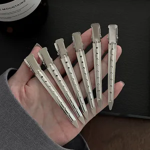 6-piece professional stainless steel duckbill hair clips for styling and sectioning hair