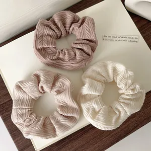 Knitted Scrunchie Hair Ring For Women Elastic Fabric Hair Ties Herringbone Pattern Korean Style Minimalist Hair Accessories