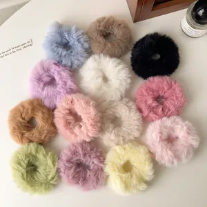 Plush faux fur scrunchies set in 13 various colors for women autumn winter hair styling